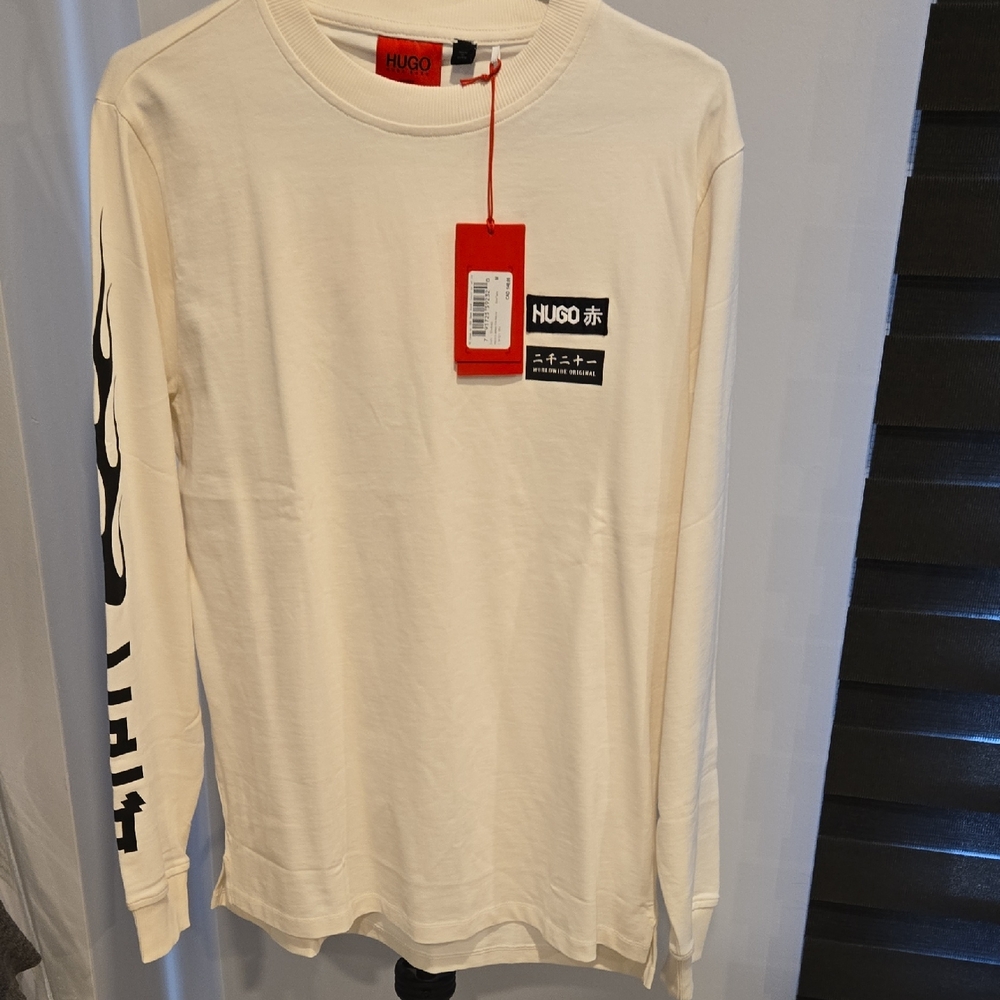 HUGO Off-White Long Sleeve Tee